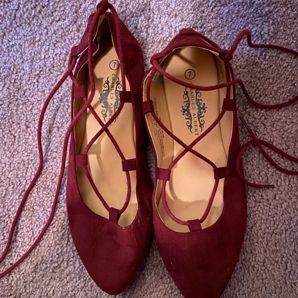 Strappy Maroon Flats
